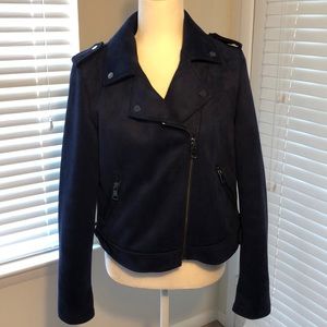 Loft Blue Faux Suede Moto Jacket